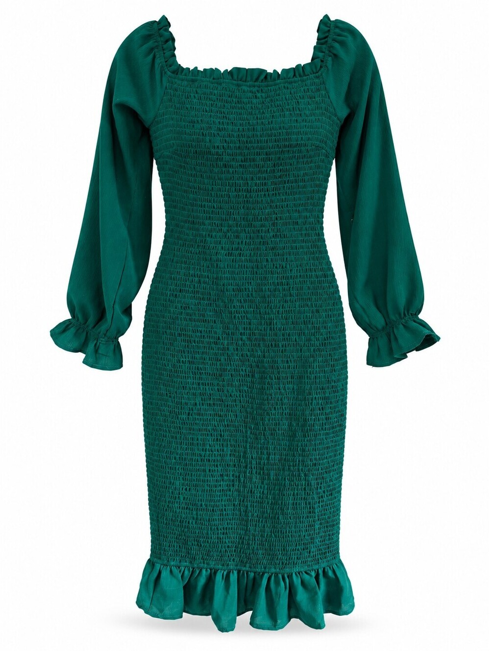 Baltic Born Esther Green Smocked Midi Dress S Romantic Bodycon Wedding Guest